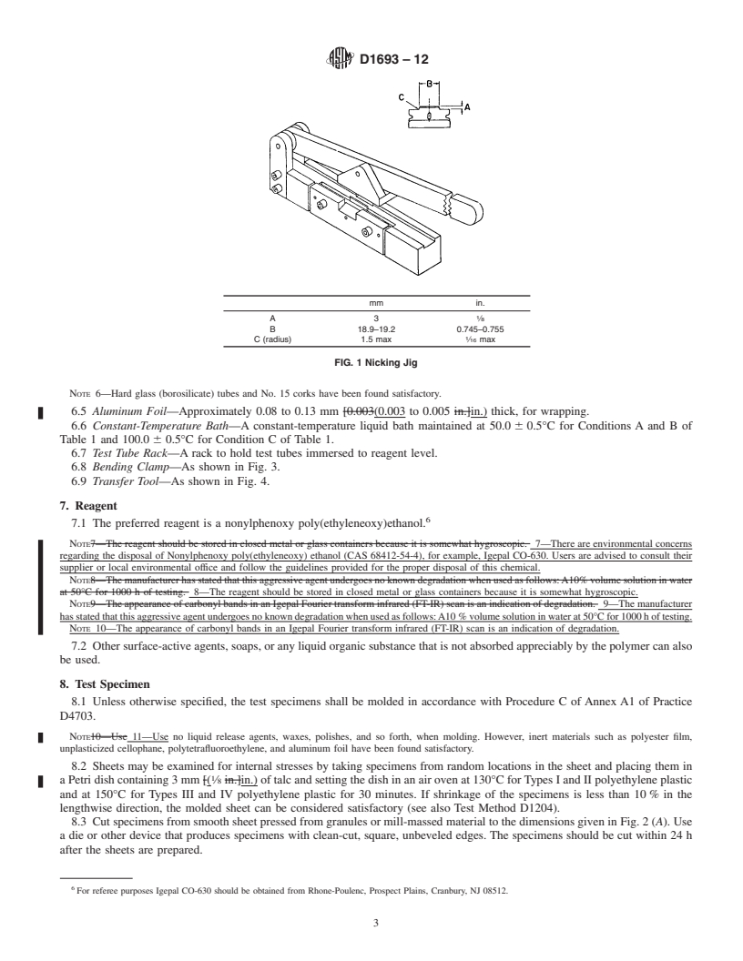 REDLINE ASTM D1693-12 - Standard Test Method for  Environmental Stress-Cracking of Ethylene Plastics