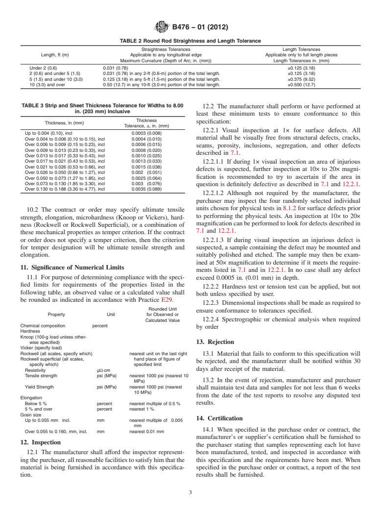 ASTM B476-01(2012) - Standard Specification for  General Requirements for Wrought Precious Metal Electrical Contact  Materials