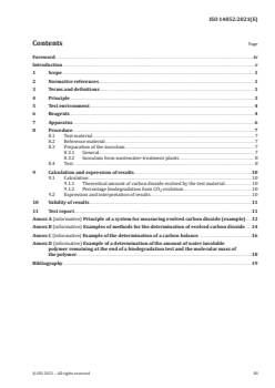 ISO 14852:2021 ISO 14852:2021 - Determination of the ultimate aerobic biodegradability of plastic materials in an aqueous medium — Method by analysis of evolved carbon dioxide
Released:6/21/2021 - Page 3 preview