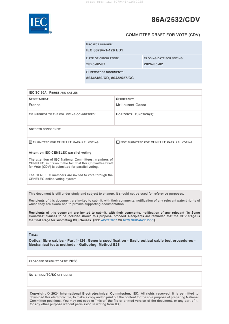prEN IEC 60794-1-126:2025 - BARVE