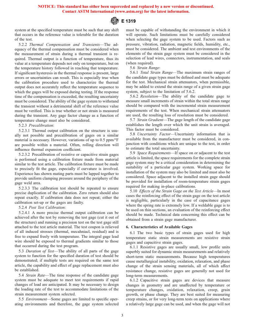 ASTM E1319-98 - Standard Guide for High-Temperature Static Strain Measurement