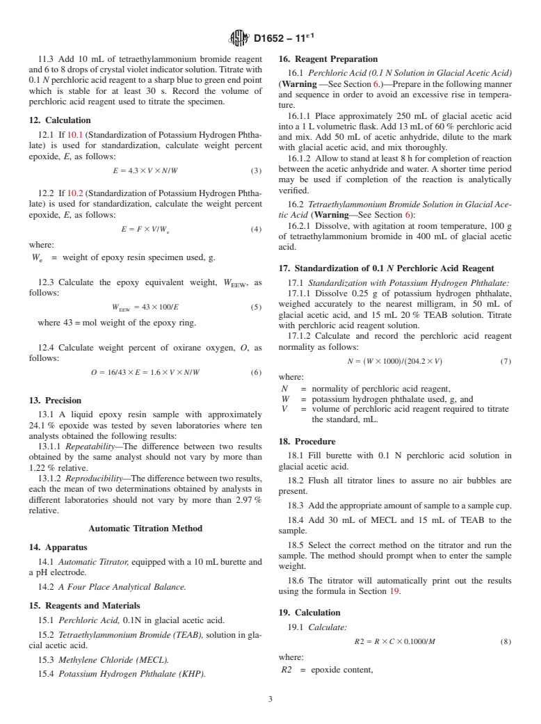 ASTM D1652-11e1 - Standard Test Method for Epoxy Content of Epoxy Resins