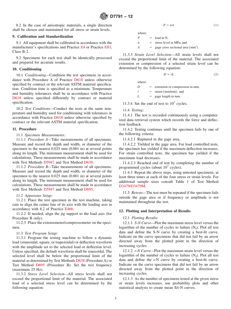 ASTM D7791-12 - Standard Test Method for Uniaxial Fatigue Properties of Plastics