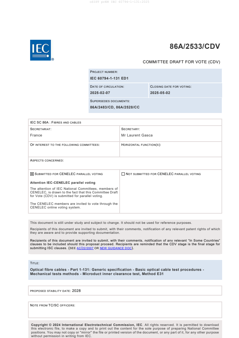 prEN IEC 60794-1-131:2025