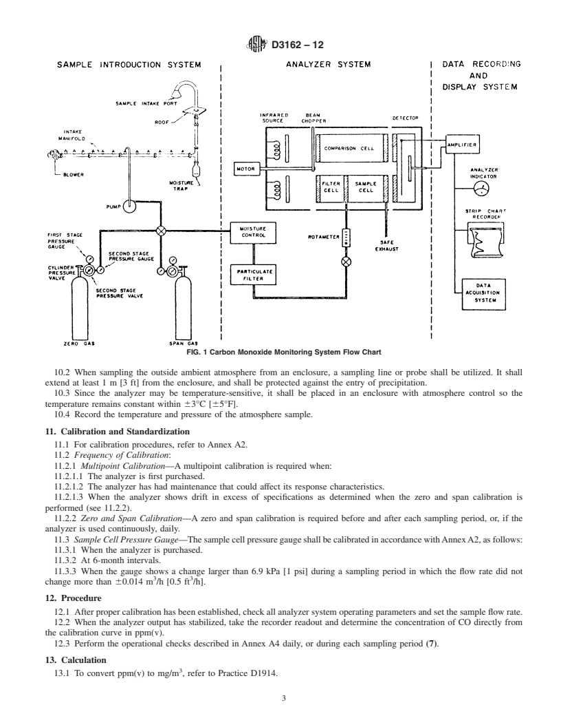 REDLINE ASTM D3162-12 - Standard Test Method for  Carbon Monoxide in the Atmosphere (Continuous Measurement by Nondispersive Infrared Spectrometry)