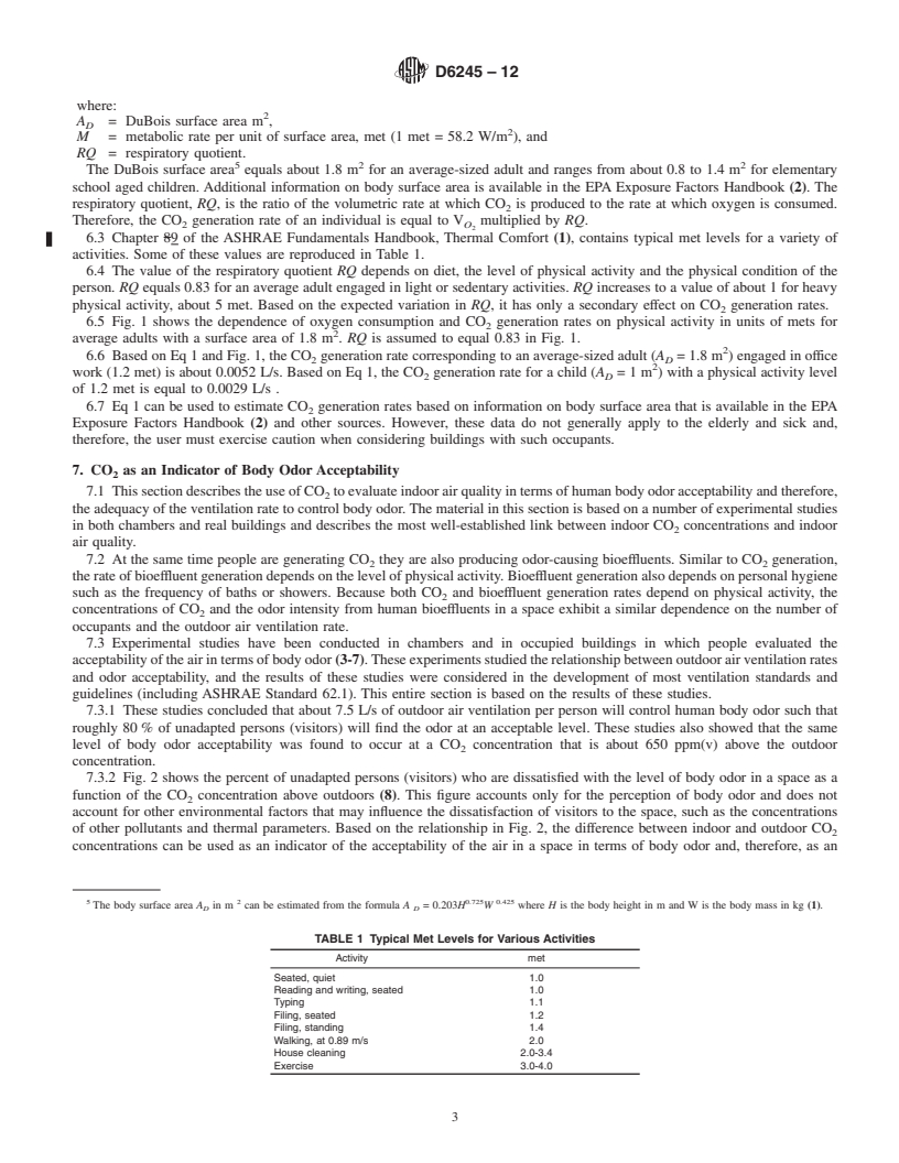 REDLINE ASTM D6245-12 - Standard Guide for Using Indoor Carbon Dioxide Concentrations to Evaluate Indoor Air Quality and Ventilation