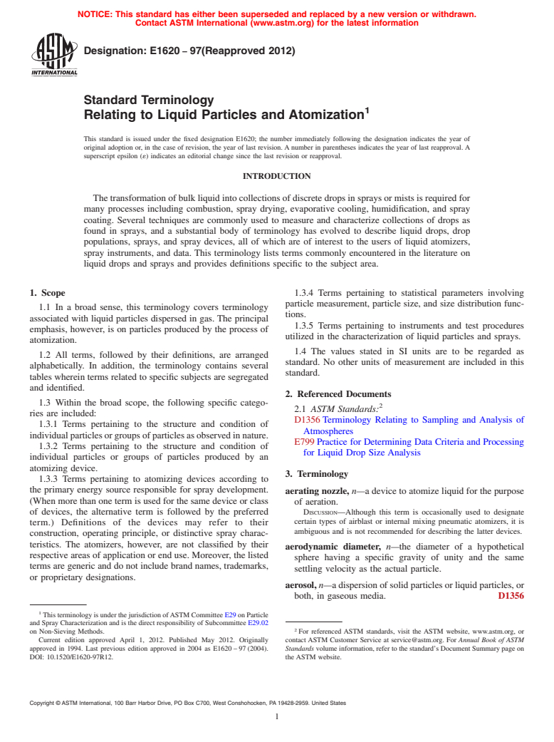 ASTM E1620-97(2012) - Standard Terminology  Relating to Liquid Particles and Atomization