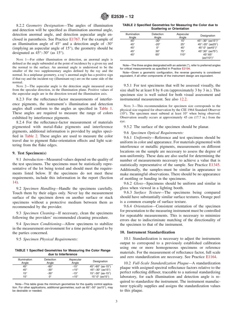 ASTM E2539-12 - Standard Practice for Multiangle Color Measurement of Interference Pigments