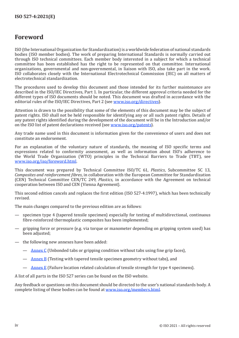 ISO 527-4:2021 ISO 527-4:2021 - Plastics -- Determination of tensile properties - Page 4 preview