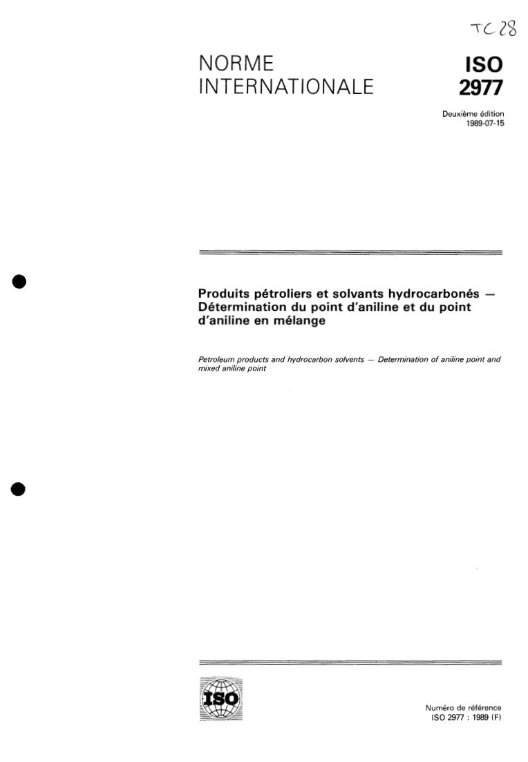 ISO 2977:1989 - Petroleum products and hydrocarbon solvents — Determination of aniline point and mixed aniline point
Released:6/29/1989