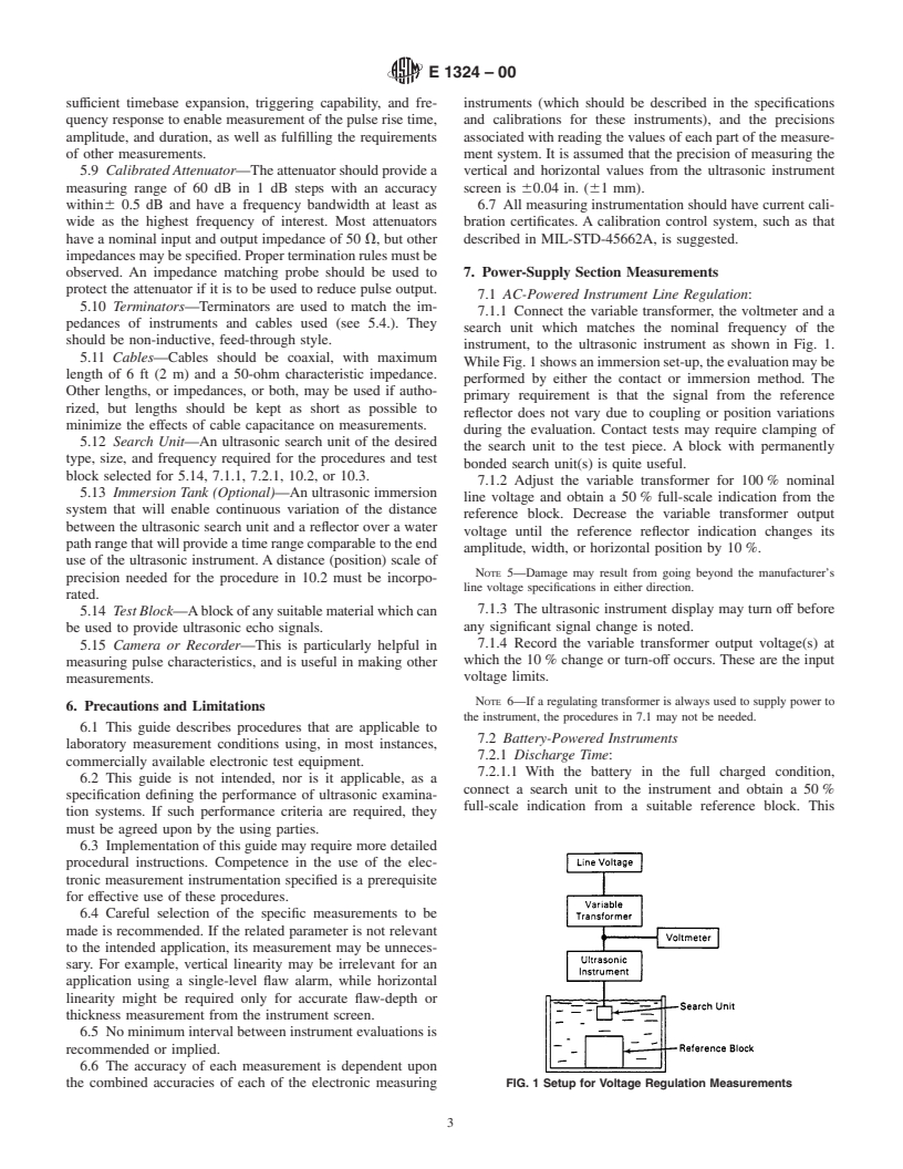 ASTM E1324-00 - Standard Guide for Measuring Some Electronic Characteristics of Ultrasonic Examination Instruments