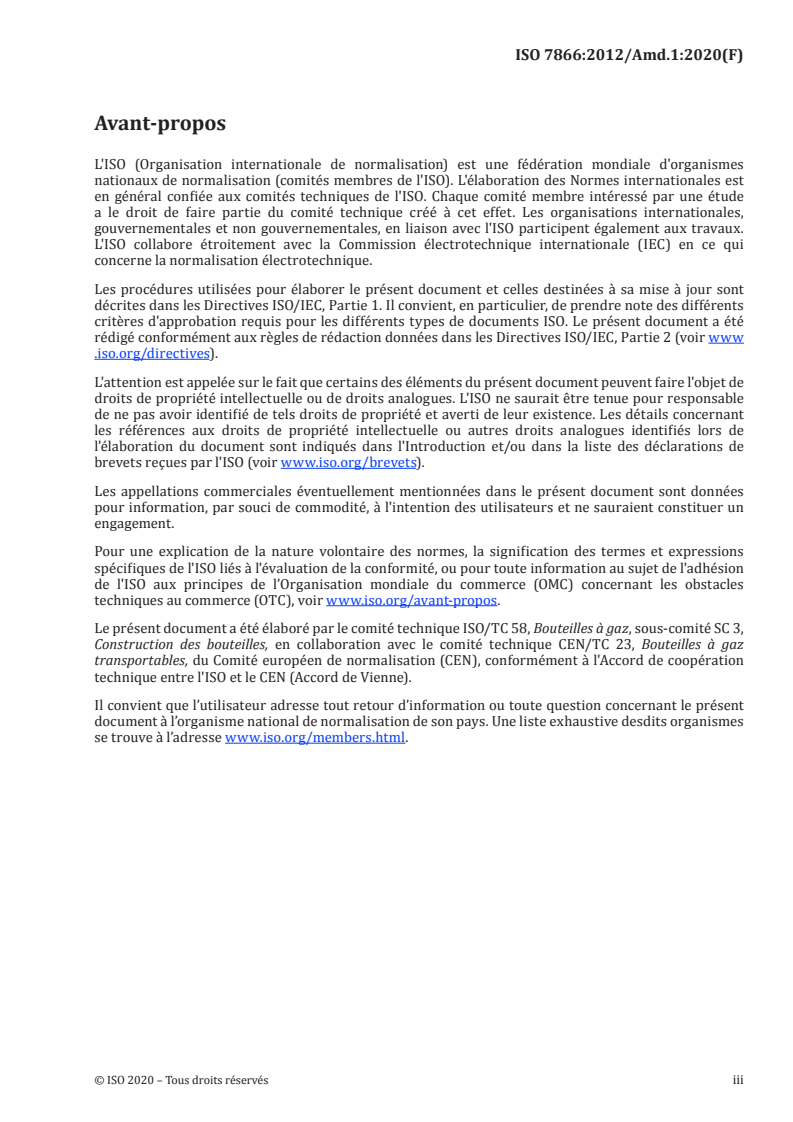 ISO 7866:2012/Amd 1:2020 ISO 7866:2012/Amd 1:2020 - Bouteilles à gaz — Bouteilles à gaz sans soudure en alliage d'aluminium destinées à être rechargées — Conception, construction et essais — Amendement 1
Released:12/8/2020