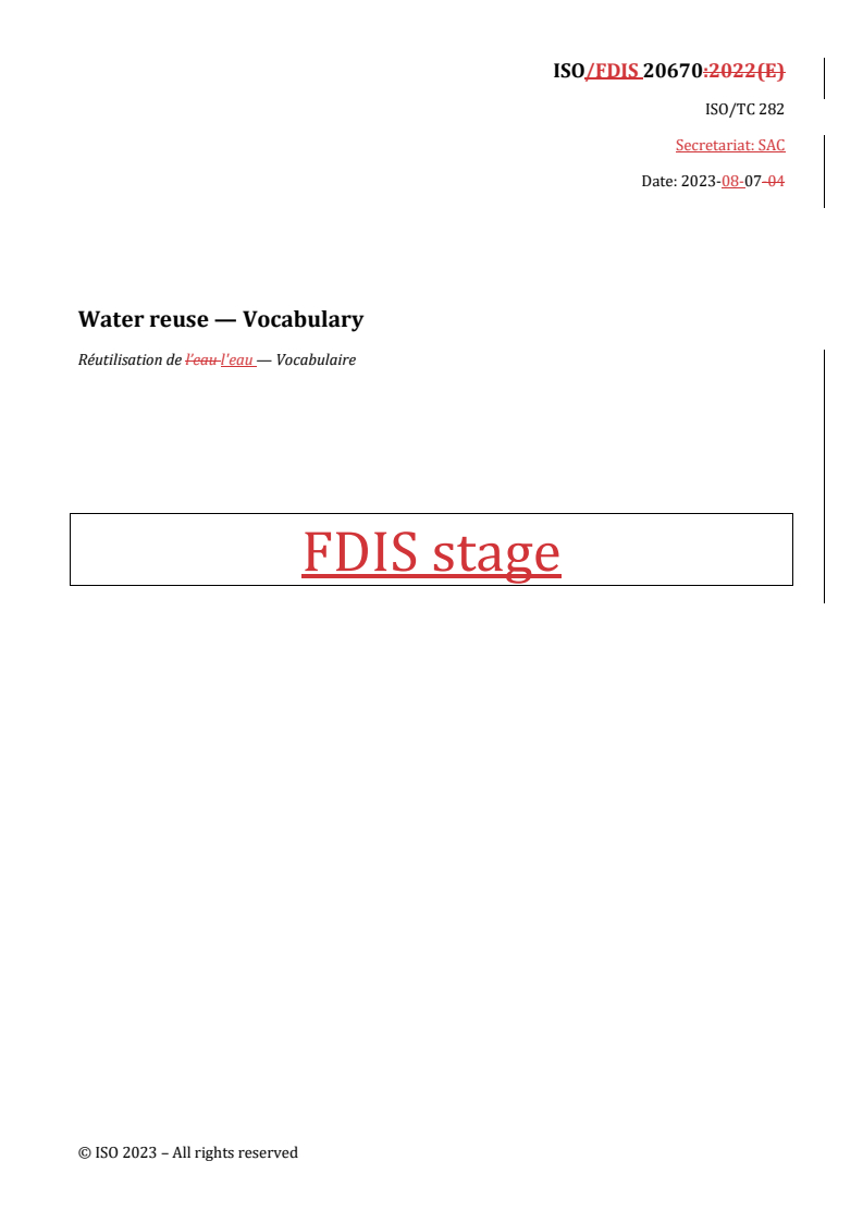 REDLINE ISO 20670 - Water reuse — Vocabulary
Released:7. 08. 2023
