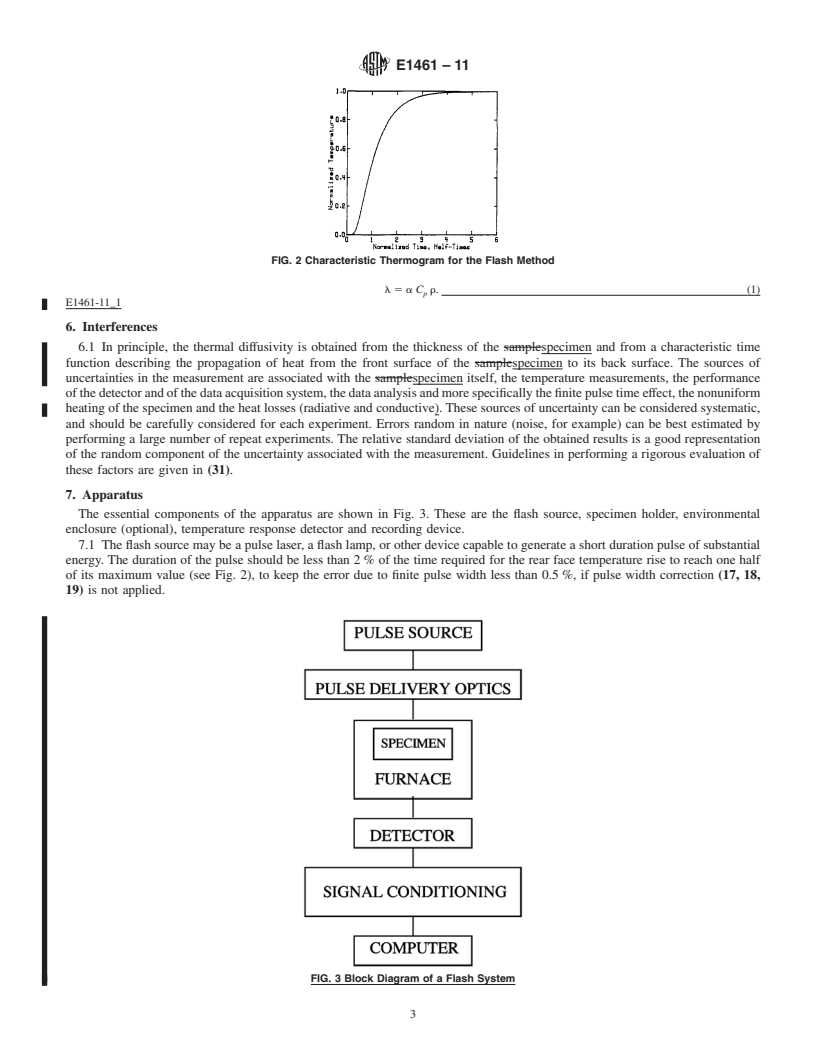 REDLINE ASTM E1461-11 - Standard Test Method for Thermal Diffusivity by the Flash Method