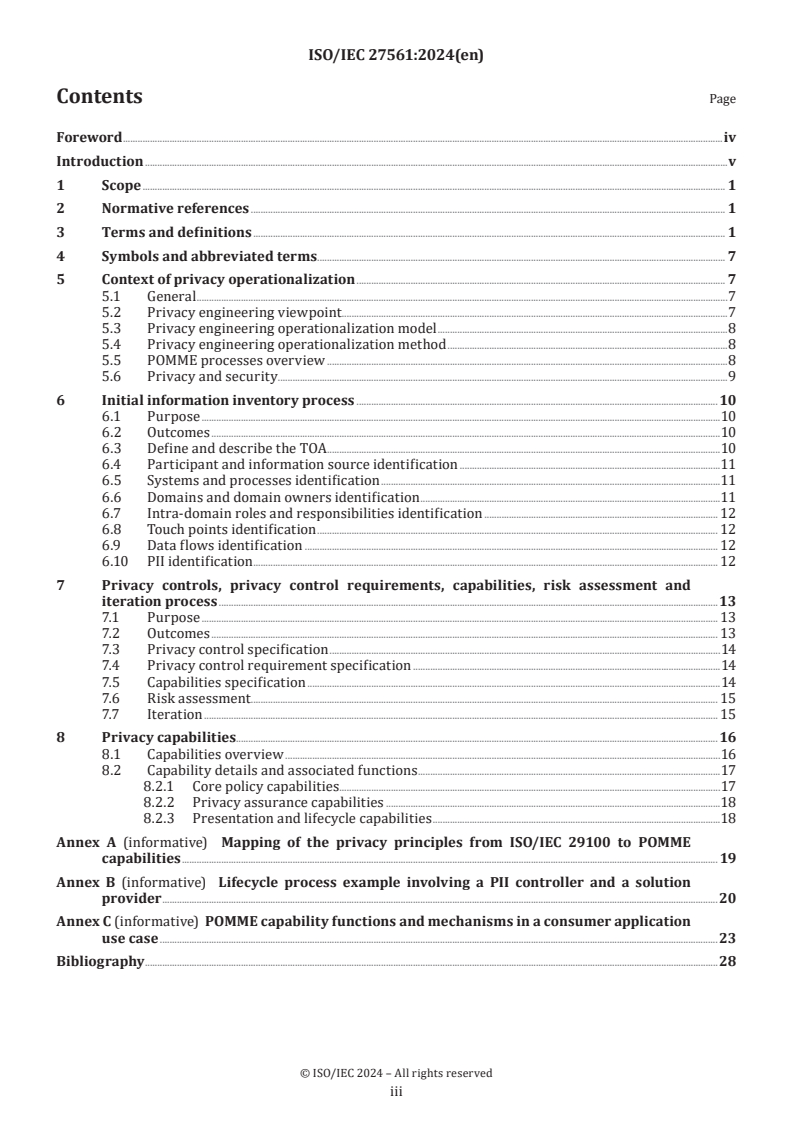 ISO/IEC 27561:2024 - Information security, cybersecurity and privacy protection — Privacy operationalisation model and method for engineering (POMME)
Released:26. 03. 2024
