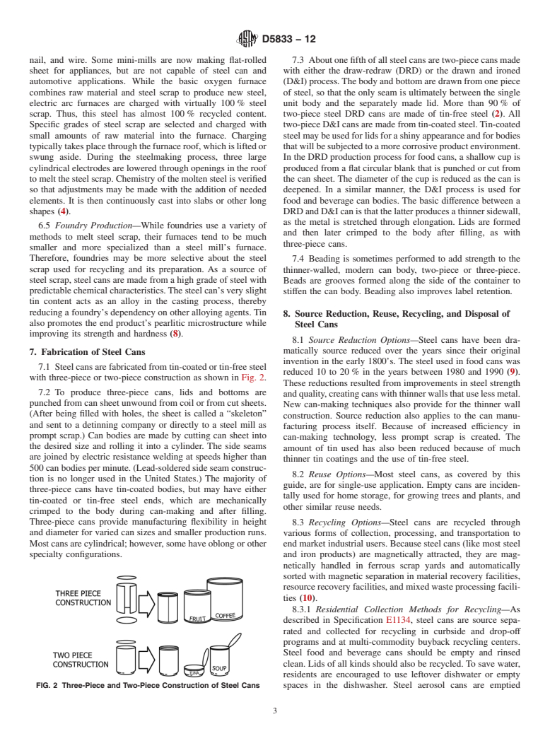 ASTM D5833-12 - Standard Guide for  Source Reduction Reuse, Recycling, or Disposal of Steel Cans