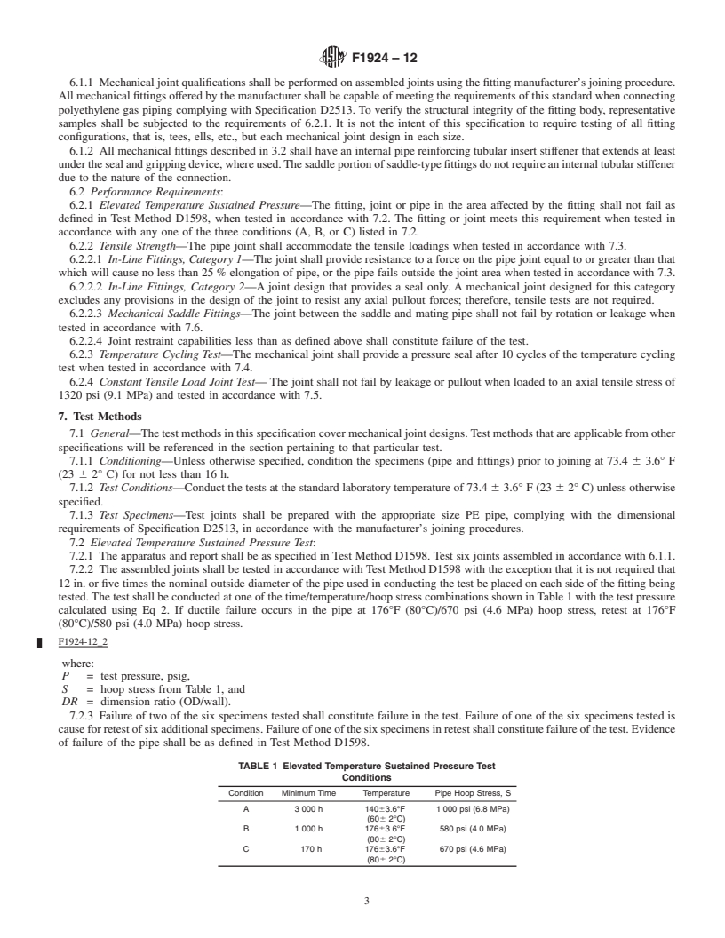 REDLINE ASTM F1924-12 - Standard Specification for Plastic Mechanical Fittings for Use on Outside Diameter Controlled Polyethylene Gas Distribution Pipe and Tubing