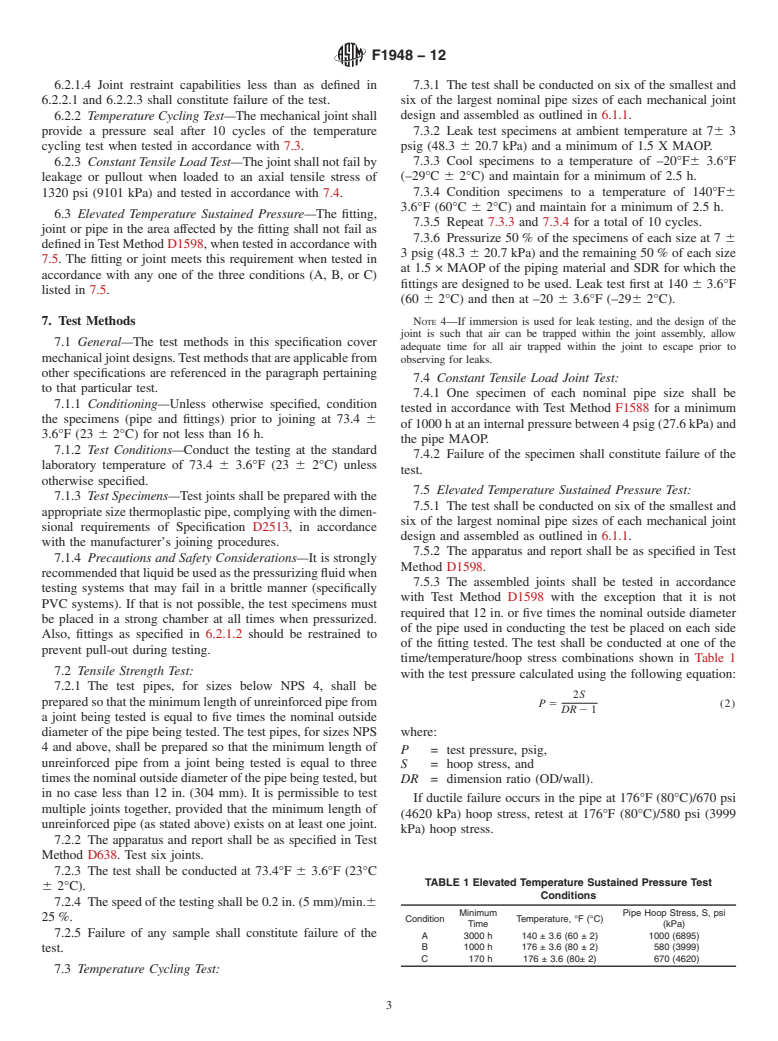 ASTM F1948-12 - Standard Specification for Metallic Mechanical Fittings for Use on Outside Diameter Controlled Thermoplastic Gas Distribution Pipe and Tubing