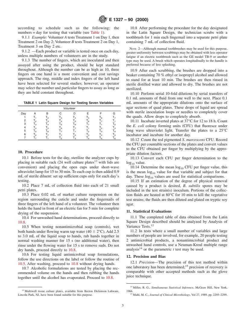 ASTM E1327-90(2000) - Standard Test Method for Evaluation of Health Care Personnel Handwash Formulations by Utilizing Fingernail Regions