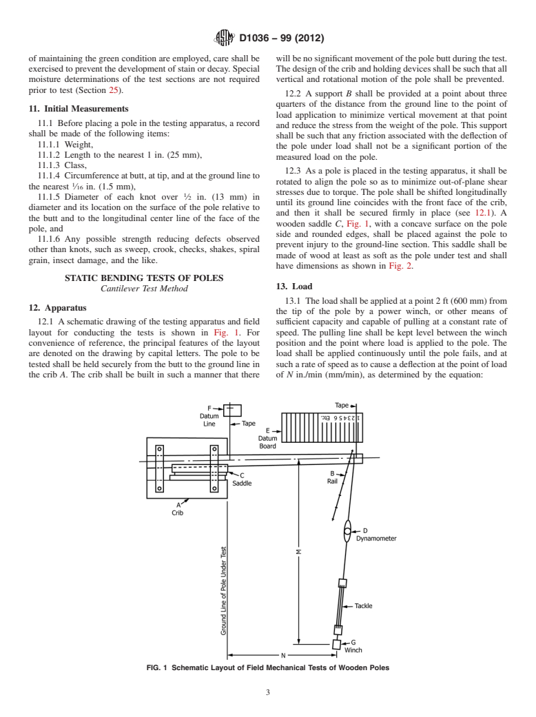 ASTM D1036-99(2012) - Standard Test Methods of  Static Tests of Wood Poles