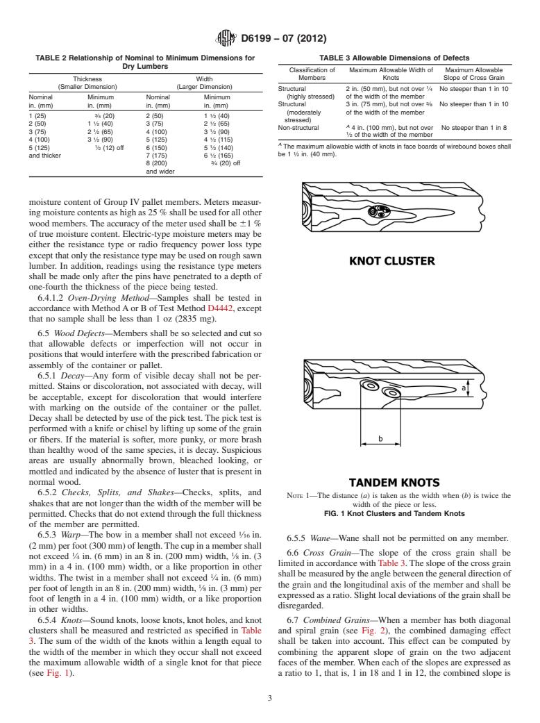 ASTM D6199-07(2012) - Standard Practice for Quality of Wood Members of Containers and Pallets