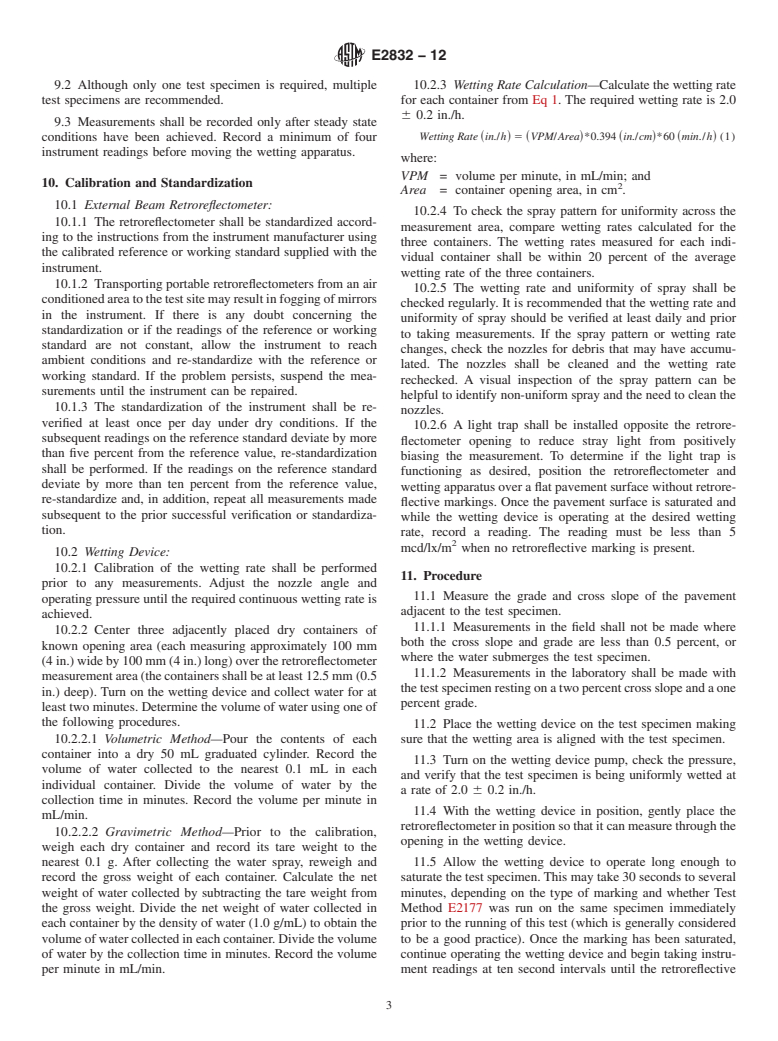 ASTM E2832-12 - Standard Test Method for Measuring the Coefficient of Retroreflected Luminance of Pavement Markings in a Standard Condition of Continuous Wetting (R<inf>L-2</inf>)