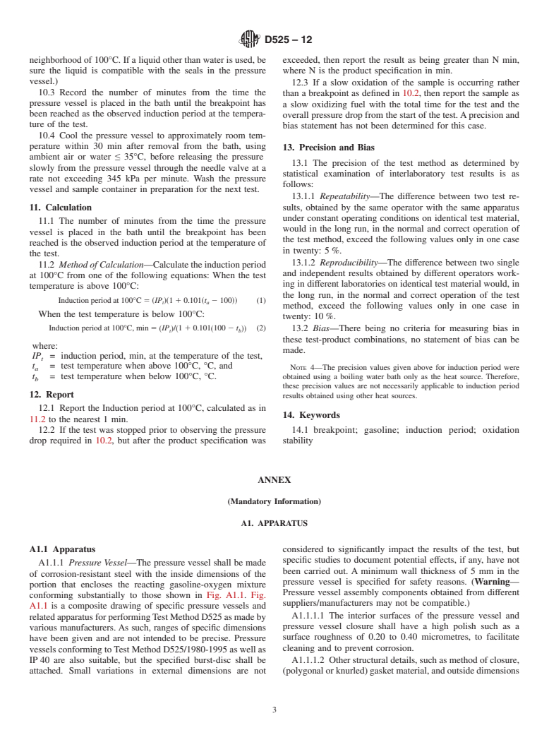 ASTM D525-12 - Standard Test Method for Oxidation Stability of Gasoline (Induction Period Method)