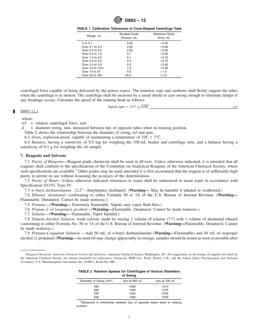 REDLINE ASTM D893-12 - Standard Test Method for Insolubles in Used Lubricating Oils