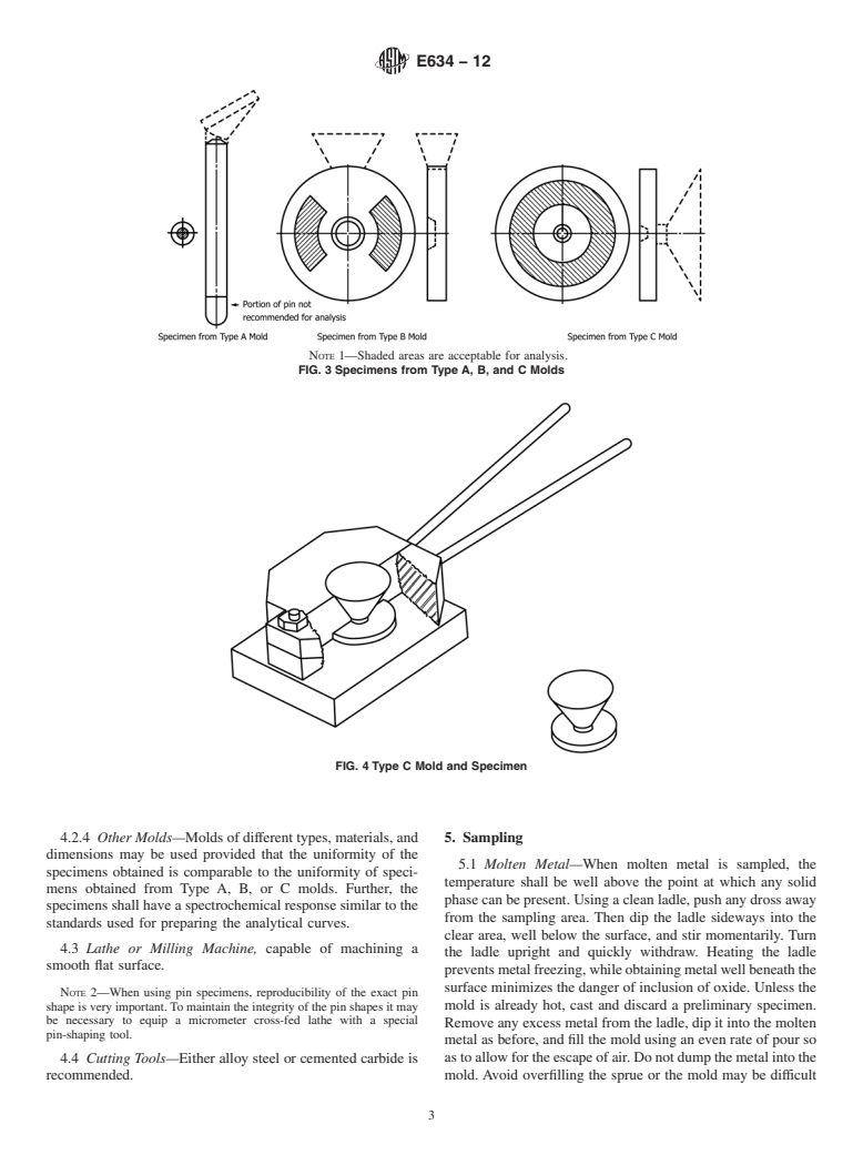 ASTM E634-12 - Standard Practice for  Sampling of Zinc and Zinc Alloys by Spark Atomic Emission Spectrometry