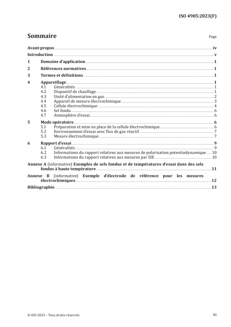 ISO 4905:2023 - Corrosion des métaux et alliages — Méthodes d’essais électrochimiques de corrosion à haute température de matériaux métalliques dans des sels fondus
Released:2/9/2023