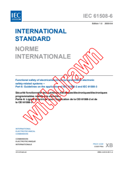 IEC 61508-6:2000 - Functional safety of electrical/electronic/programmable electronic safety-related systems - Part 6: Guidelines on the application of IEC 61508-2 and IEC 61508-3 (see <a href="http://www.iec.ch/61508">www.iec.ch/61508</a>)
Released:4/18/2000
Isbn:2831852110 - Page 3 preview