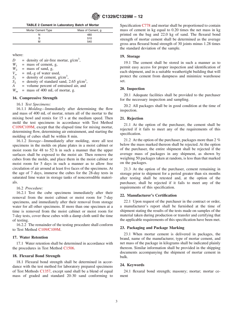 ASTM C1329/C1329M-12 - Standard Specification for  Mortar Cement