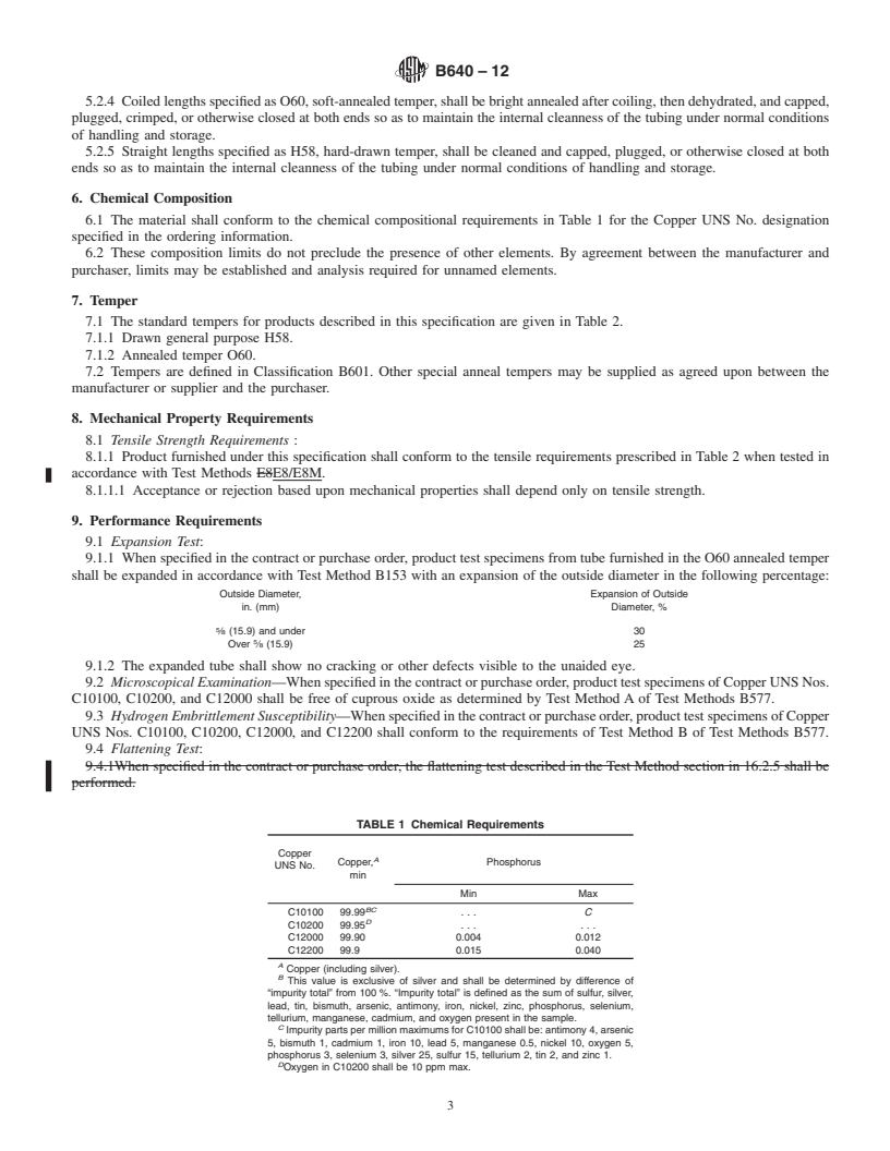 REDLINE ASTM B640-12 - Standard Specification for Welded Copper Tube for Air Conditioning and Refrigeration Service