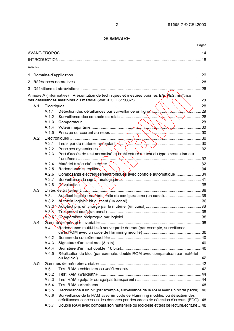 IEC 61508-7:2000 IEC 61508-7:2000 - Sécurité fonctionnelle des systèmes électriques/électroniques/ électroniques programmables relatifs à la sécurité - Partie 7: Présentation de techniques et mesures (voir www.iec.ch/61508)
Released:3/16/2000 - Page 4 preview