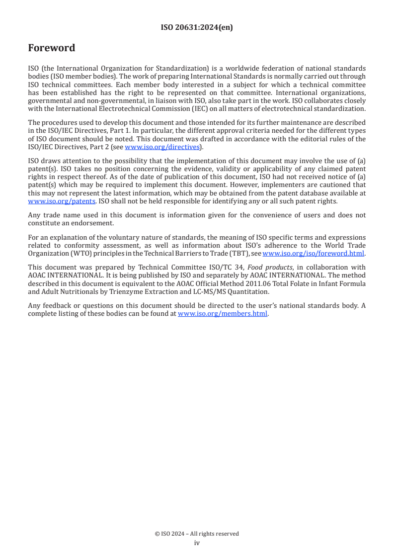 ISO 20631:2024 ISO 20631:2024 - Infant formula and adult nutritionals — Determination of total folate content by trienzyme extraction and ultra high performance liquid chromatography tandem mass spectrometry (UHPLC-MS/MS)
Released:1. 07. 2024 - Page 4 preview