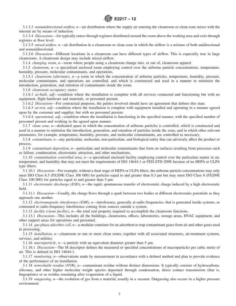 REDLINE ASTM E2217-12 - Standard Practice for Design and Construction of Aerospace Cleanrooms and Contamination Controlled Areas