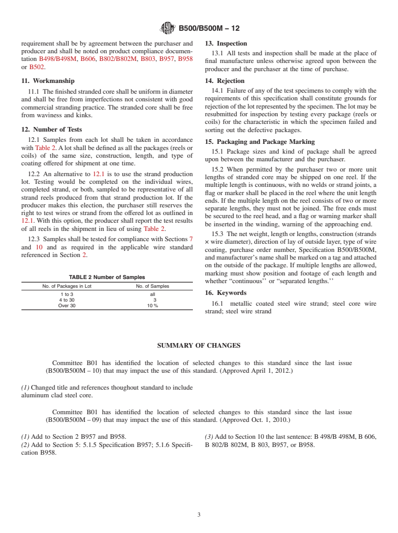 ASTM B500/B500M-12 - Standard Specification for  Metallic Coated or Aluminum Clad Stranded Steel Core for Use in Overhead Electrical Conductors