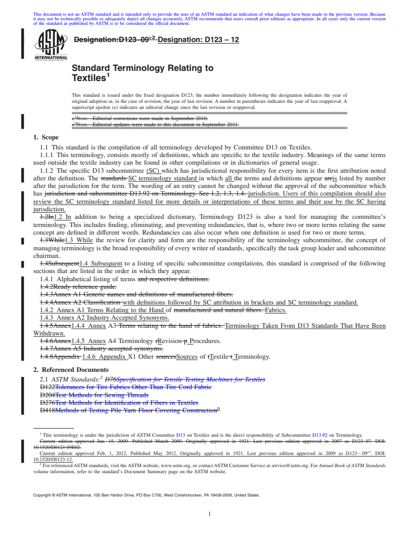 REDLINE ASTM D123-12 - Standard Terminology Relating to  Textiles