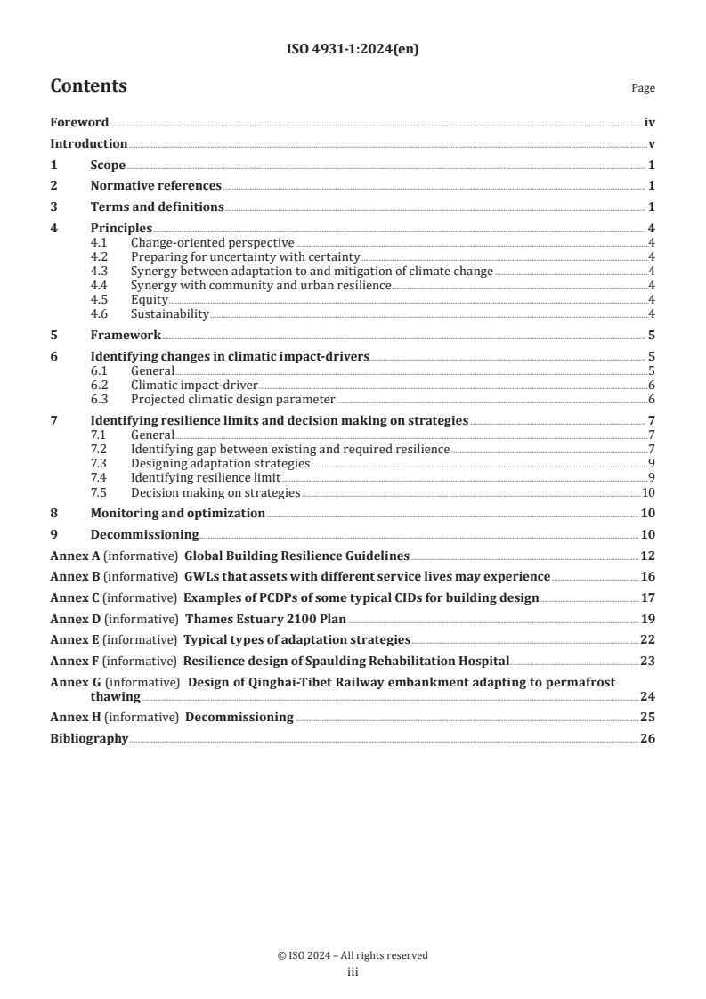 ISO 4931-1:2024 - Buildings and civil engineering works — Principles, framework and guidance for resilience design — Part 1: Adaptation to climate change
Released:25. 09. 2024