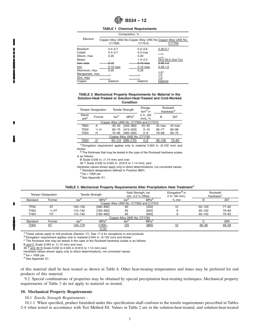 REDLINE ASTM B534-12 - Standard Specification for Copper-Cobalt-Beryllium Alloy and Copper-Nickel-Beryllium Alloy Plate, Sheet, Strip, and Rolled Bar