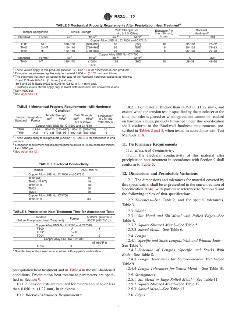 ASTM B534-12 - Standard Specification for Copper-Cobalt-Beryllium Alloy and Copper-Nickel-Beryllium Alloy Plate, Sheet, Strip, and Rolled Bar