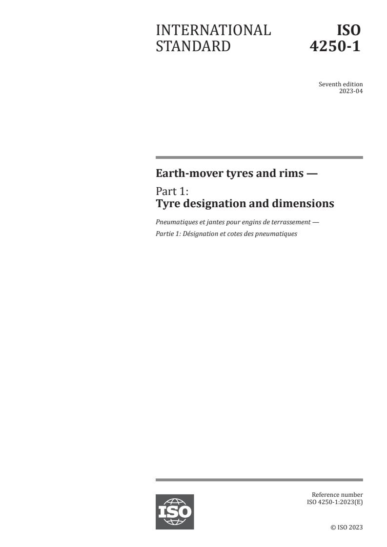ISO 4250-1:2023 - Earth-mover tyres and rims — Part 1: Tyre designation and dimensions
Released:3. 04. 2023