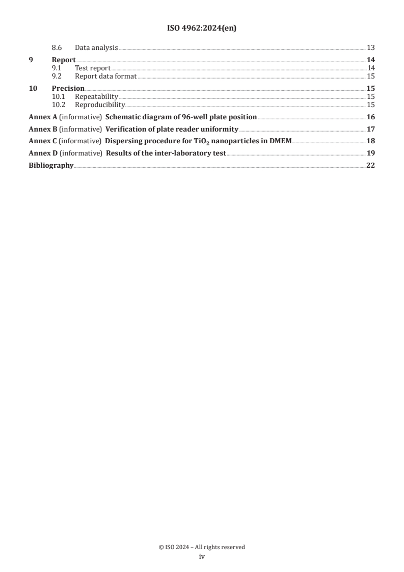 ISO 4962:2024 ISO 4962:2024 - Nanotechnologies — In vitro acute nanoparticle phototoxicity assay
Released:11/5/2024 - Page 4 preview