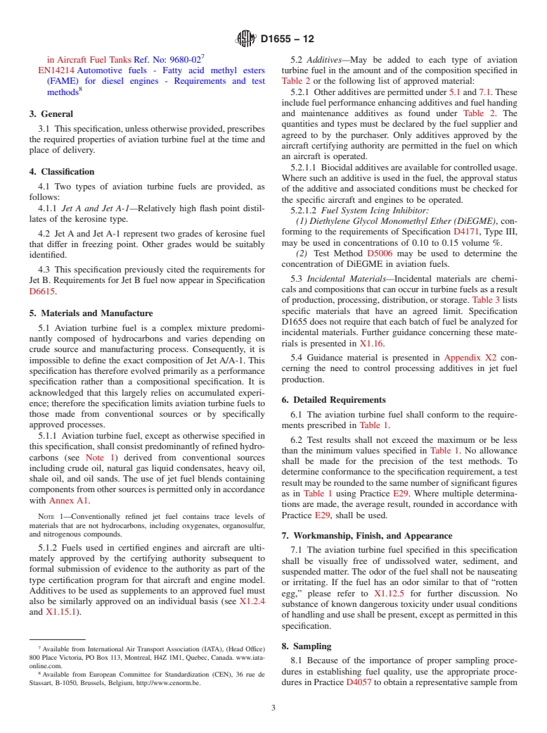 ASTM D1655-12 - Standard Specification for Aviation Turbine Fuels