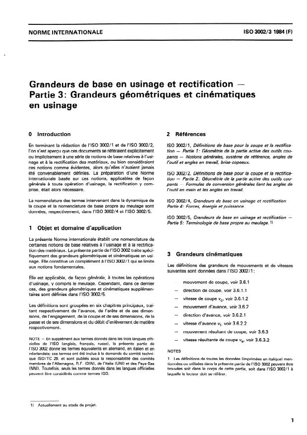 ISO 3002-3:1984 ISO 3002-3:1984 - Grandeurs de base en usinage et rectification - Page 3 preview