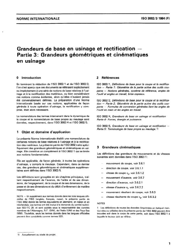 ISO 3002-3:1984 ISO 3002-3:1984 - Grandeurs de base en usinage et rectification - Page 3 preview