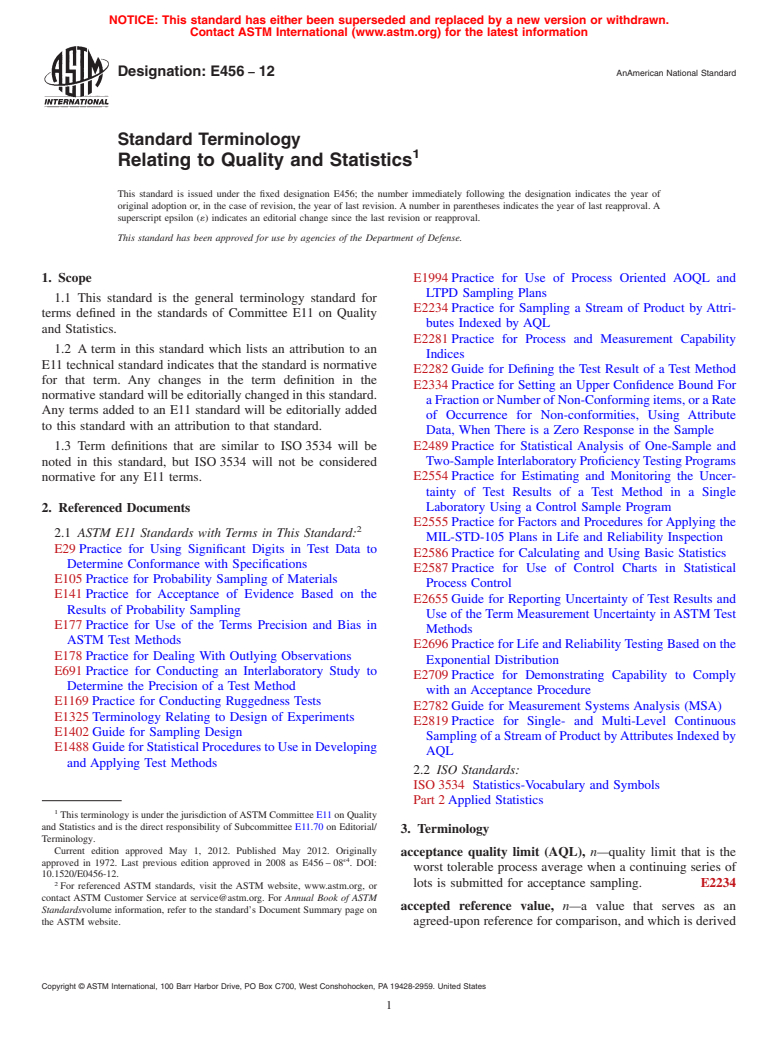 ASTM E456-12 - Standard Terminology  Relating to Quality and Statistics