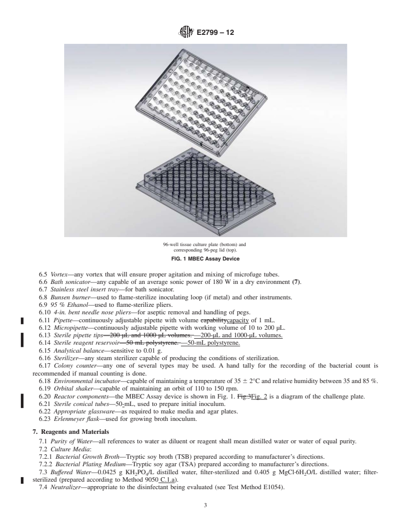 REDLINE ASTM E2799-12 - Standard Test Method for Testing Disinfectant Efficacy against <i>Pseudomonas aeruginosa</i> Biofilm using the MBEC Assay