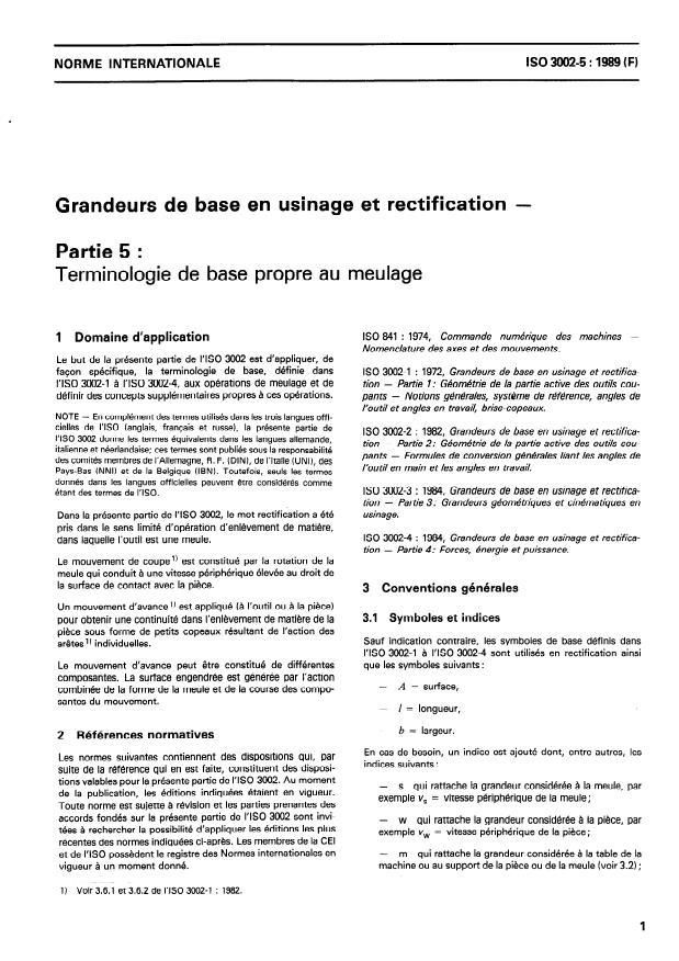 ISO 3002-5:1989 ISO 3002-5:1989 - Grandeurs de base en usinage et rectification - Page 3 preview