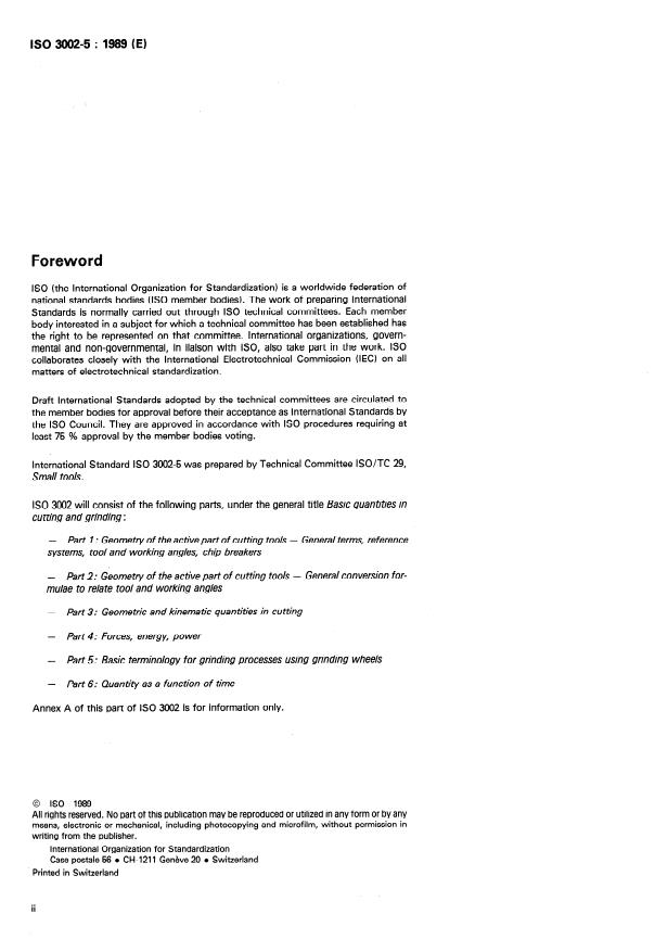 ISO 3002-5:1989 ISO 3002-5:1989 - Basic quantities in cutting and grinding - Page 2 preview